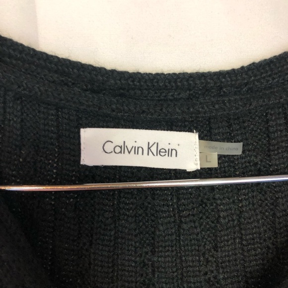 CK L black knit midi dress boho versatile shrt slv - Picture 3 of 7